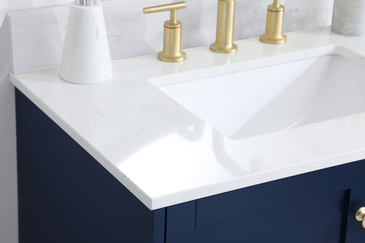 30 inch Single Bathroom Vanity in Blue with Backsplash