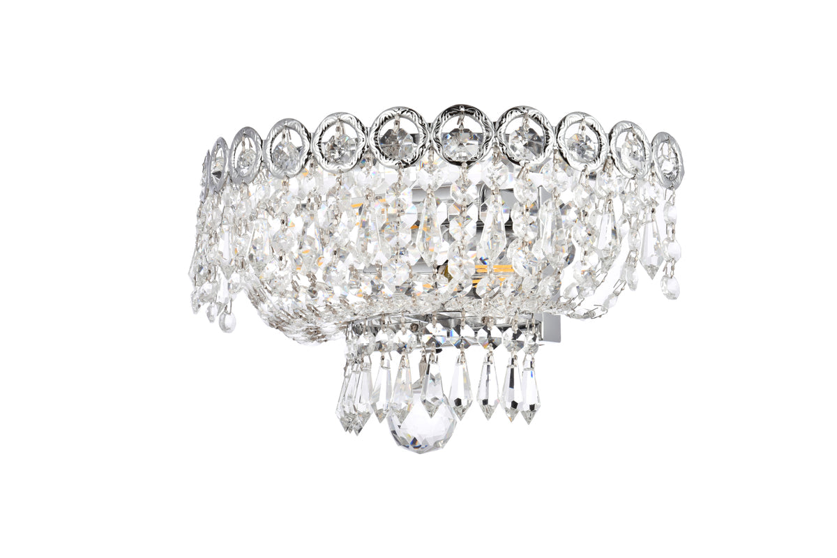 Century 2 light Chrome Wall Sconce Clear Royal Cut Crystal