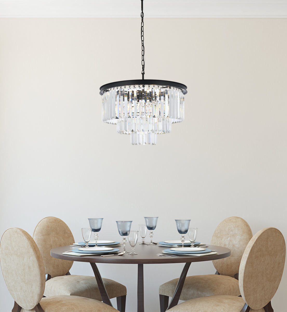 Sydney 9 light Matte Black Chandelier Clear Royal Cut Crystal