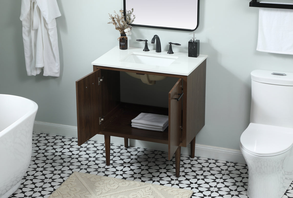 30 inch Single bathroom vanity in walnut