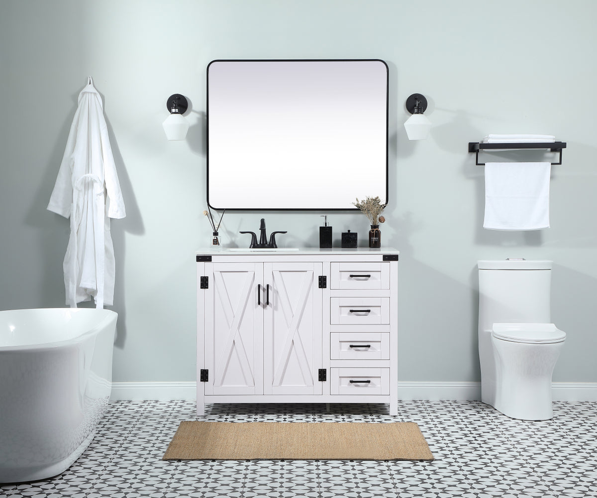 42 inch Single bathroom vanity in white
