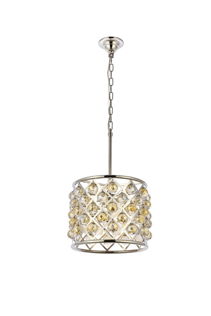 Madison 4 light polished nickel Pendant Golden Teak (Smoky) Royal Cut Crystal