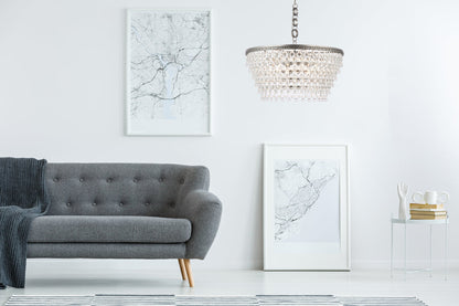 Nordic 6 light antique silver Chandelier Clear Royal Cut Crystal