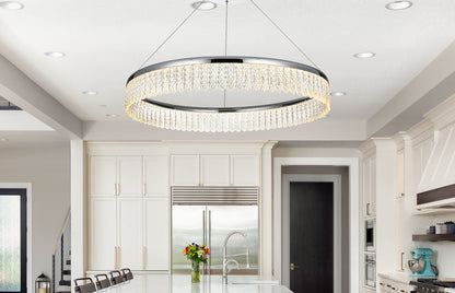 Rune 32 inch Adjustable LED chandelier in Chrome