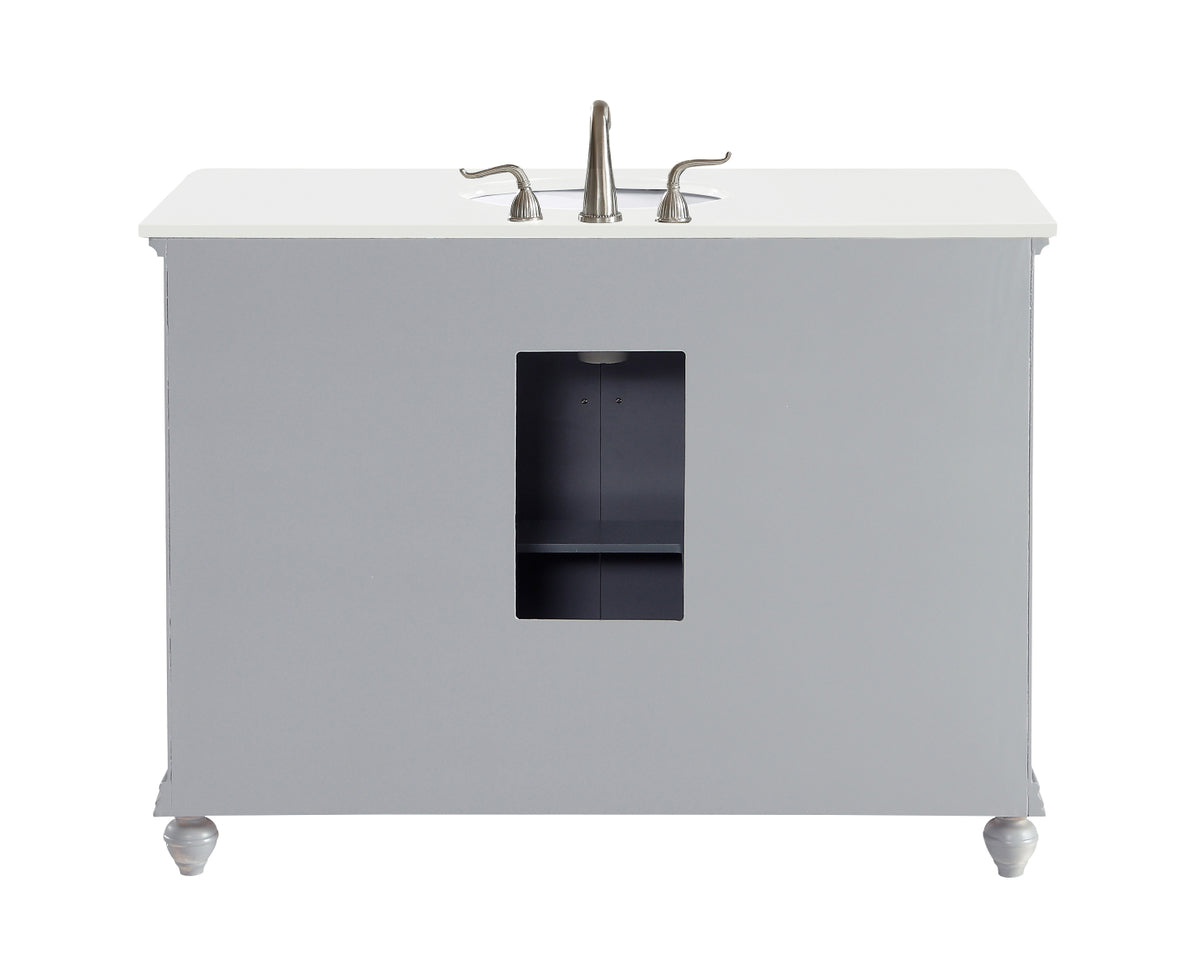 48 inch Single Bathroom vanity in Light Grey with ivory white engineered marble