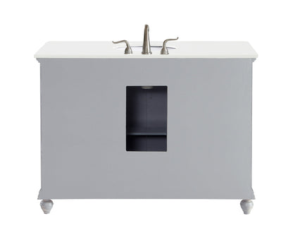 48 inch Single Bathroom vanity in Light Grey with ivory white engineered marble