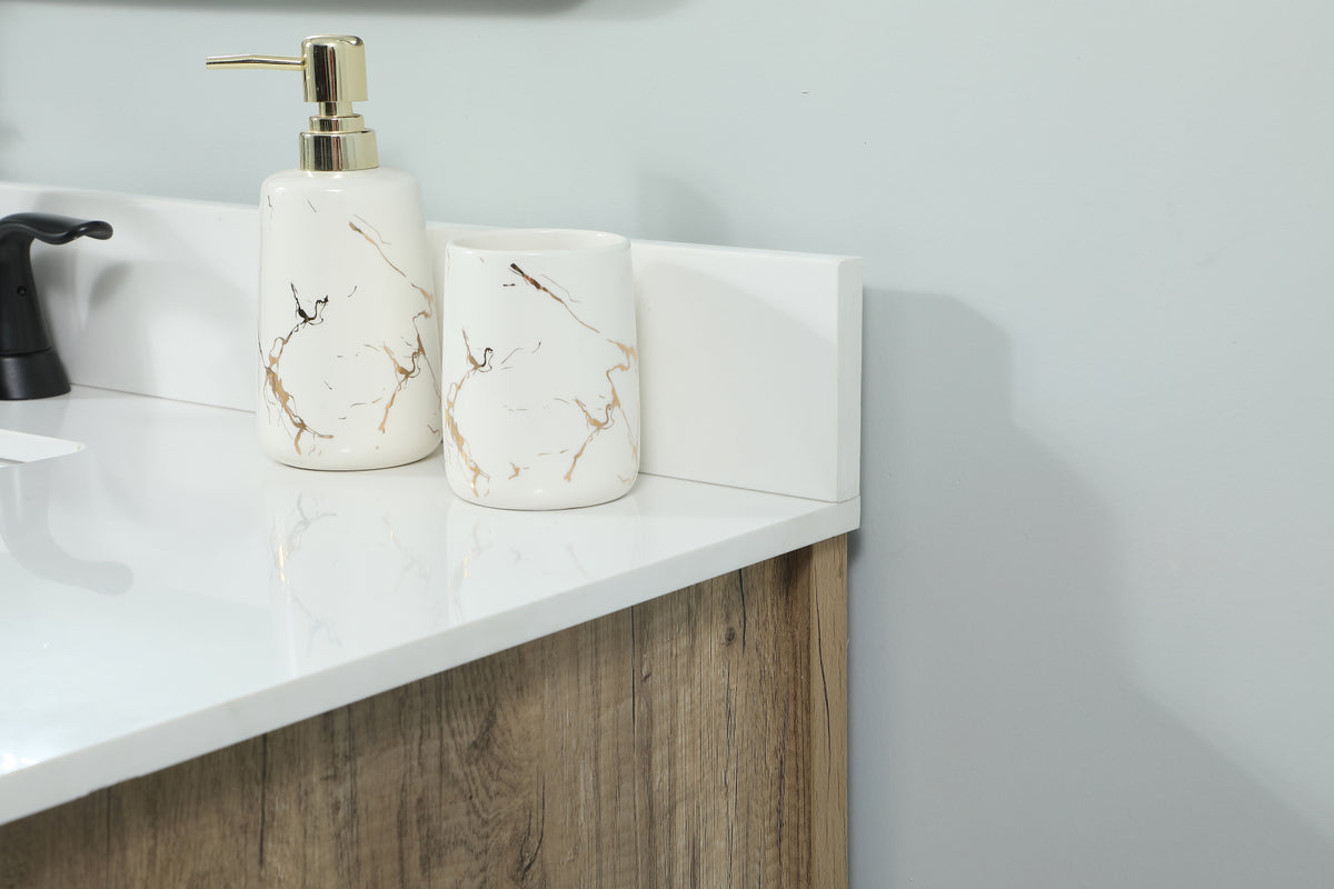 32 inch Single bathroom vanity in natural oak with backsplash