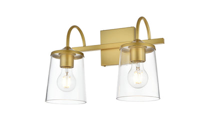 Avani 2 light Brass and Clear Bath Sconce