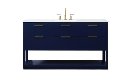 60 inch Single bathroom vanity in blue