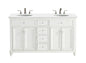 60 inch Double Bathroom vanity in Antique White with ivory white engineered marble