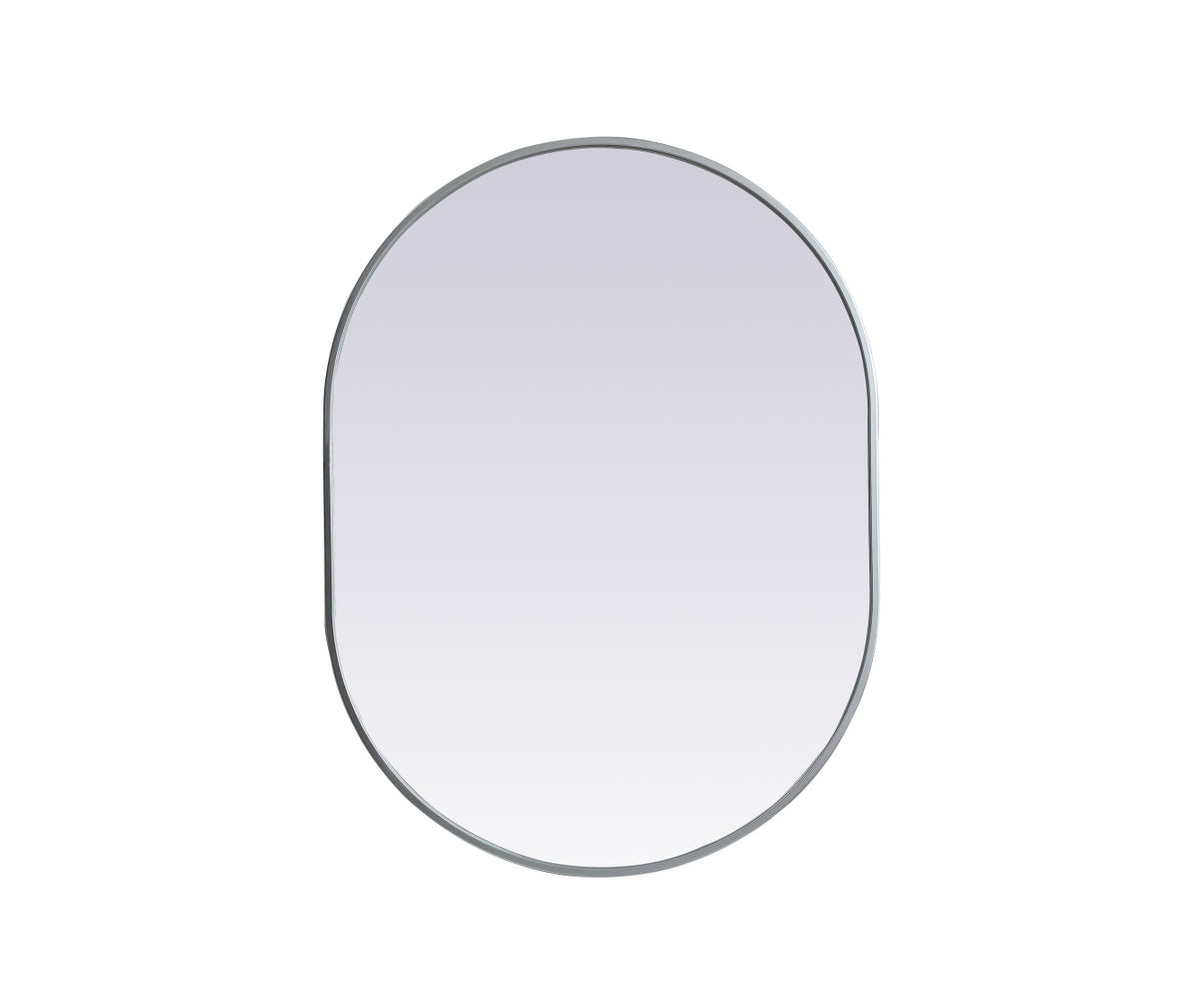 Metal Frame Oval Mirror 27x36 Inch in Silver