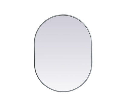 Metal Frame Oval Mirror 27x36 Inch in Silver