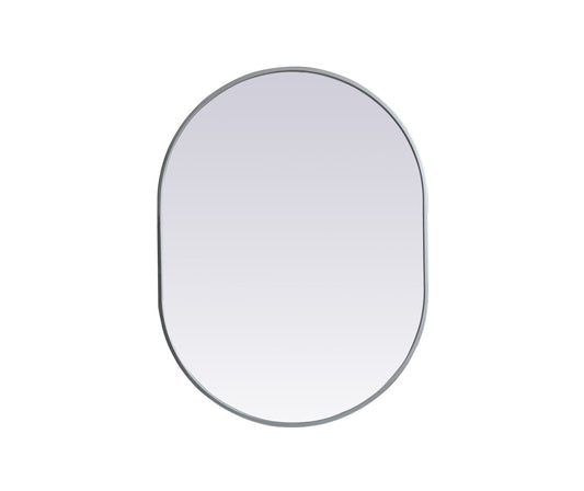Metal Frame Oval Mirror 27x36 Inch in Silver