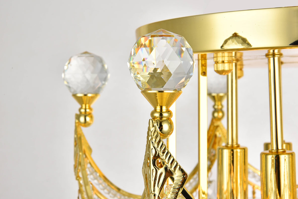 Corona 6 light Gold Flush Mount Clear Royal Cut Crystal