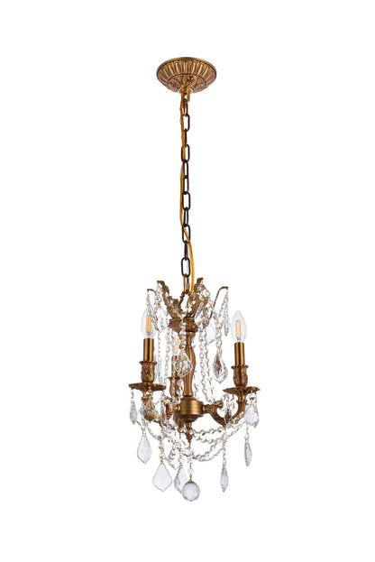 Rosalia 3 light French Gold Pendant Clear Royal Cut Crystal