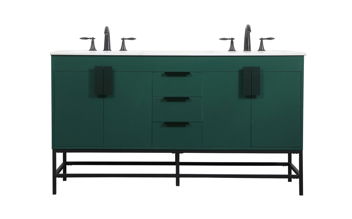 60 inch double bathroom vanity in green