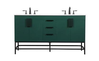 60 inch double bathroom vanity in green