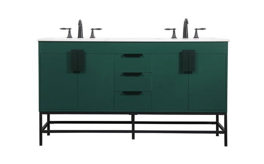 60 inch double bathroom vanity in green