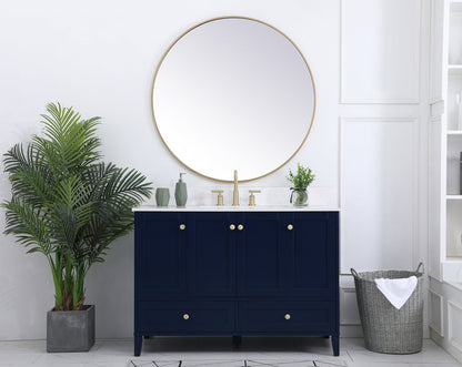 48 inch Single Bathroom Vanity in Blue with Backsplash
