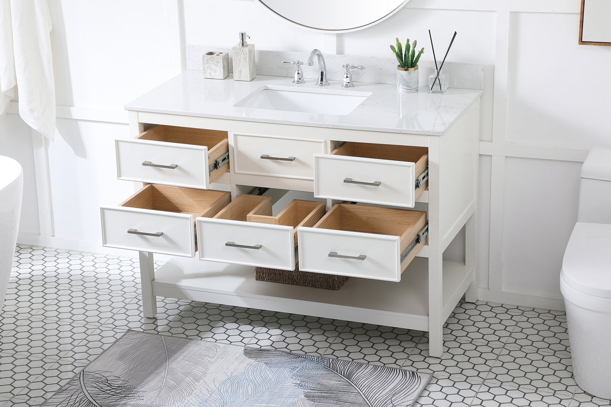 48 inch Single bathroom vanity in white with backsplash