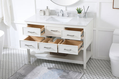 48 inch Single bathroom vanity in white with backsplash