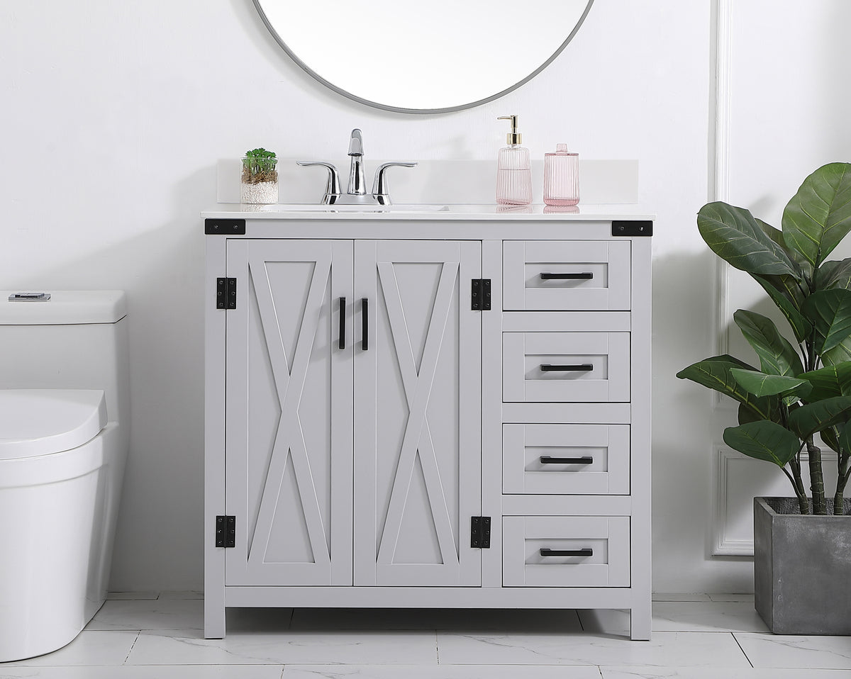 36 inch bathroom Vanity in Grey with Backsplash
