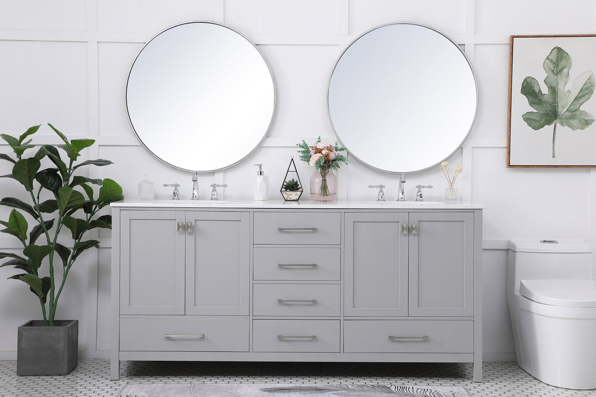 72 inch Double Bathroom Vanity in Gray