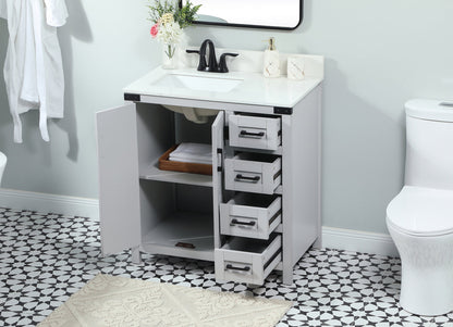 32 inch Single bathroom vanity in grey with backsplash