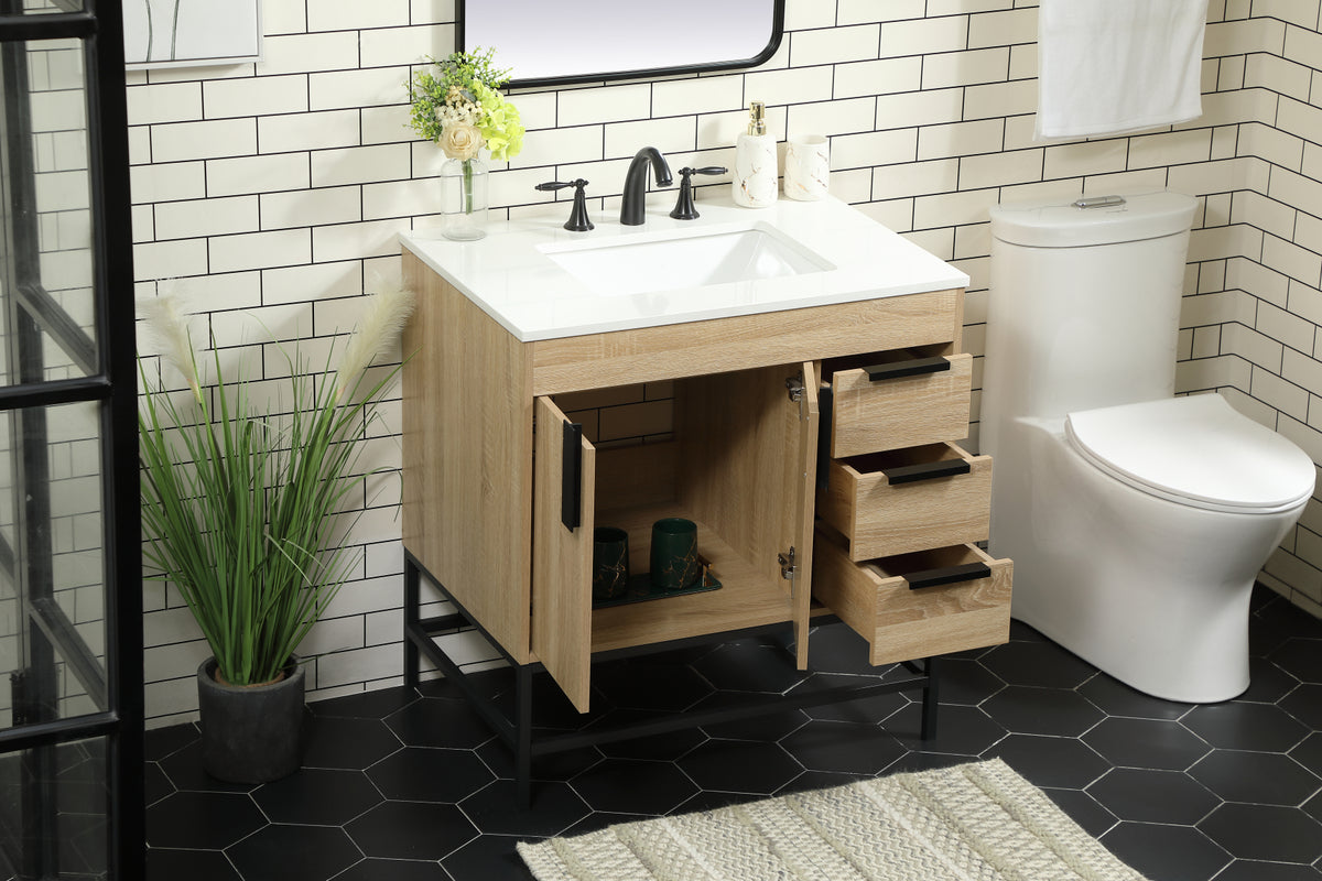 32 inch Single bathroom vanity in mango wood