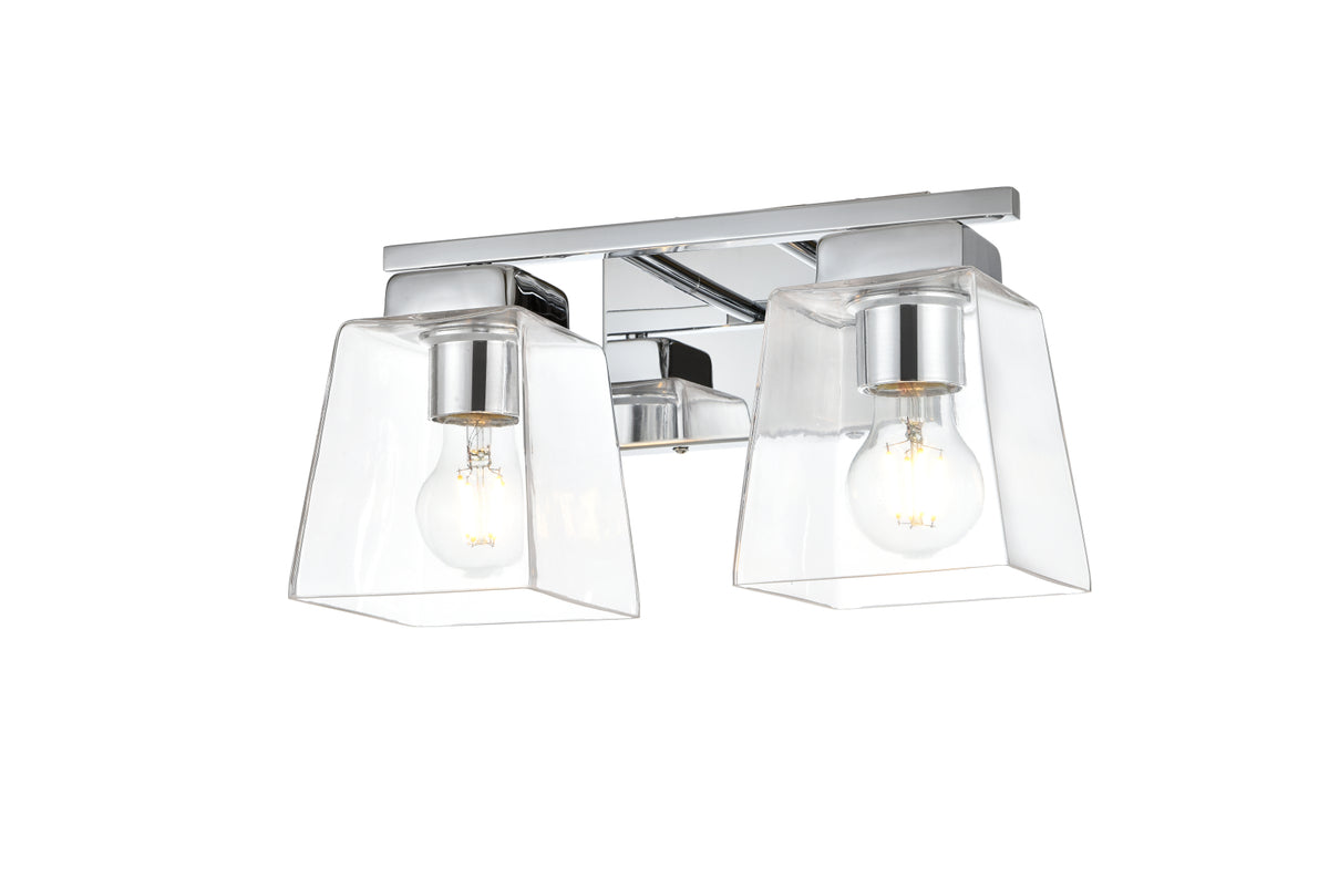 Merrick 2 light Chrome and Clear Bath Sconce