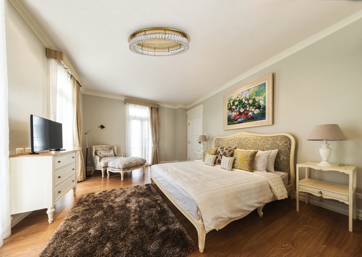 Monroe LED light Gold Flush Mount Clear Royal Cut Crystal