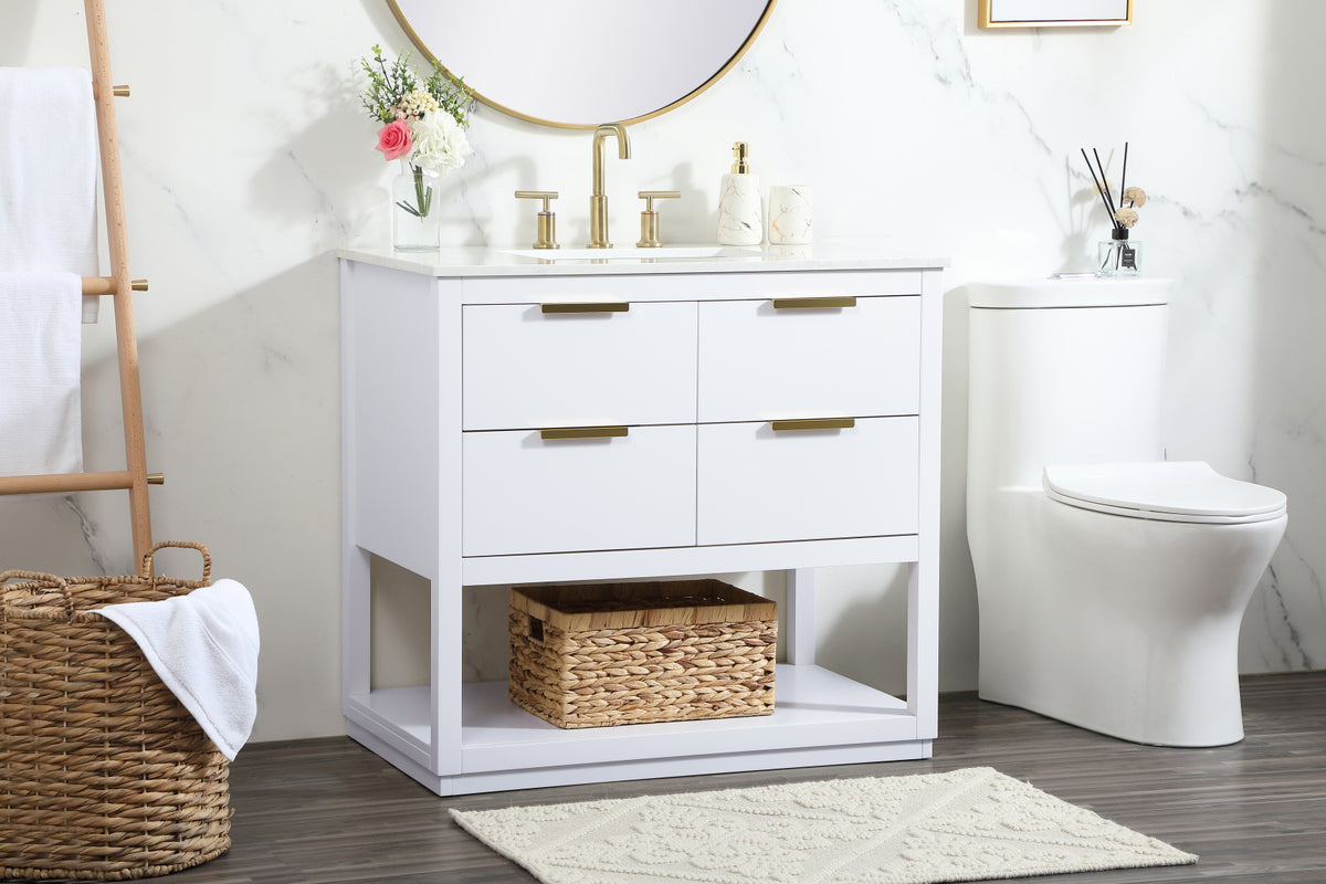 36 inch Single bathroom vanity in white