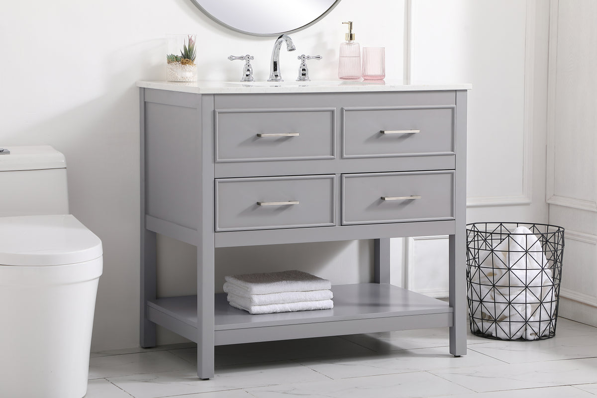 36 inch Single bathroom vanity in gray