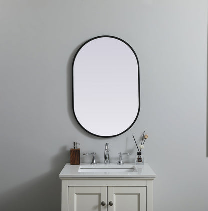 Metal Frame Oval Mirror 20x30 Inch in Black