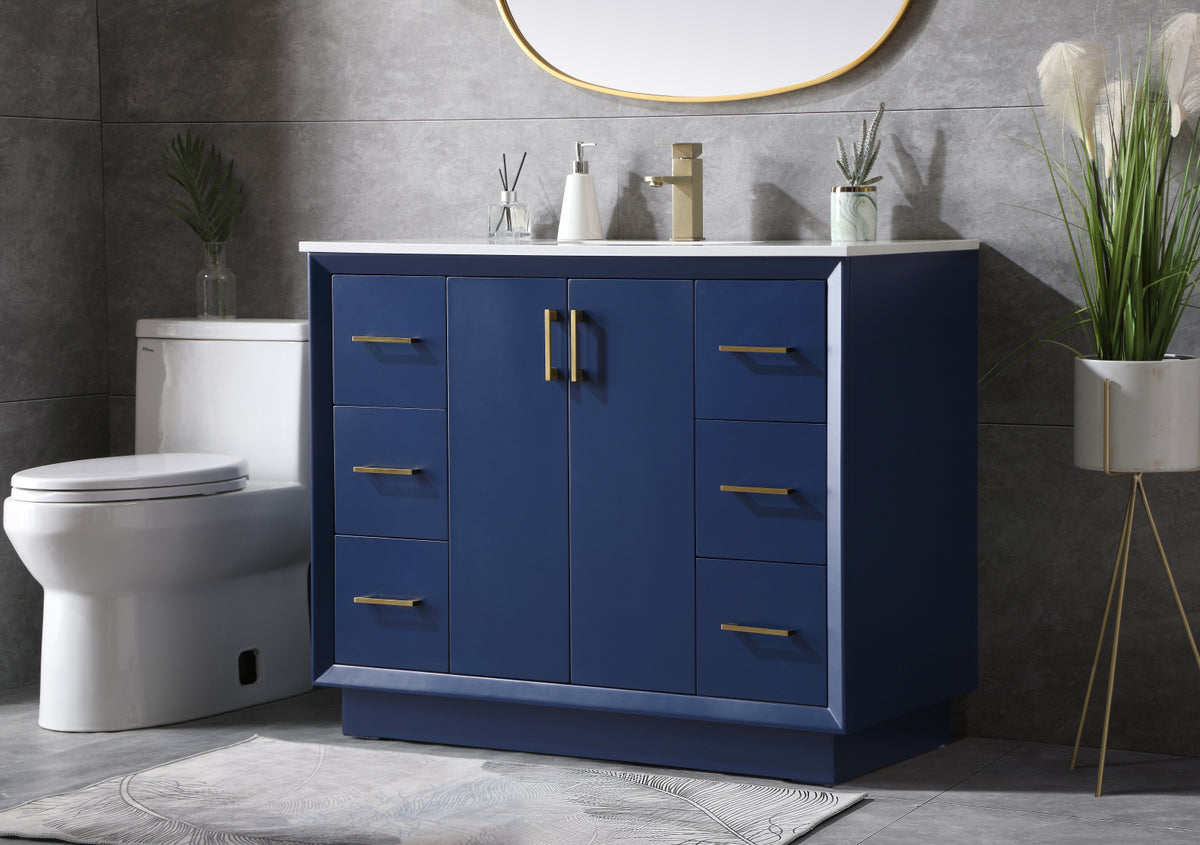 42 Inch SIngle Bathroom Vanity In Blue