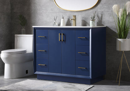 42 Inch SIngle Bathroom Vanity In Blue