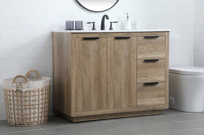 42 Inch SIngle Bathroom Vanity In Natural Oak