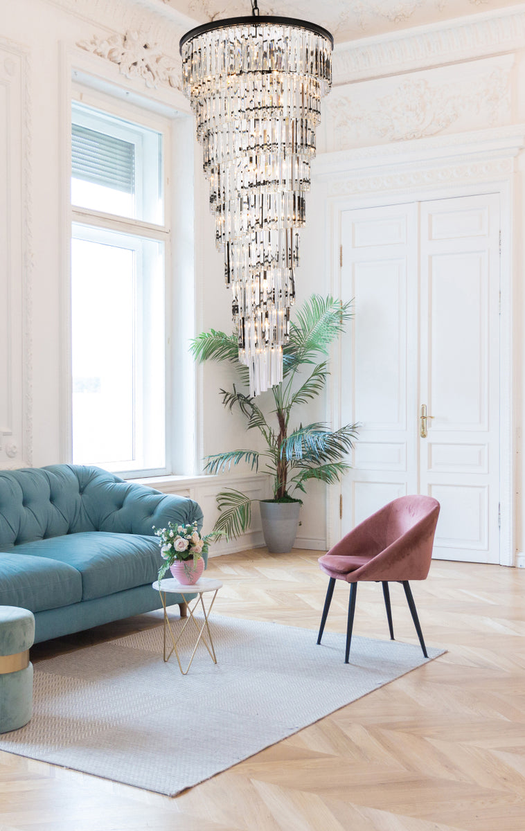 Sydney 30 inch spiral crystal chandelier in matte black