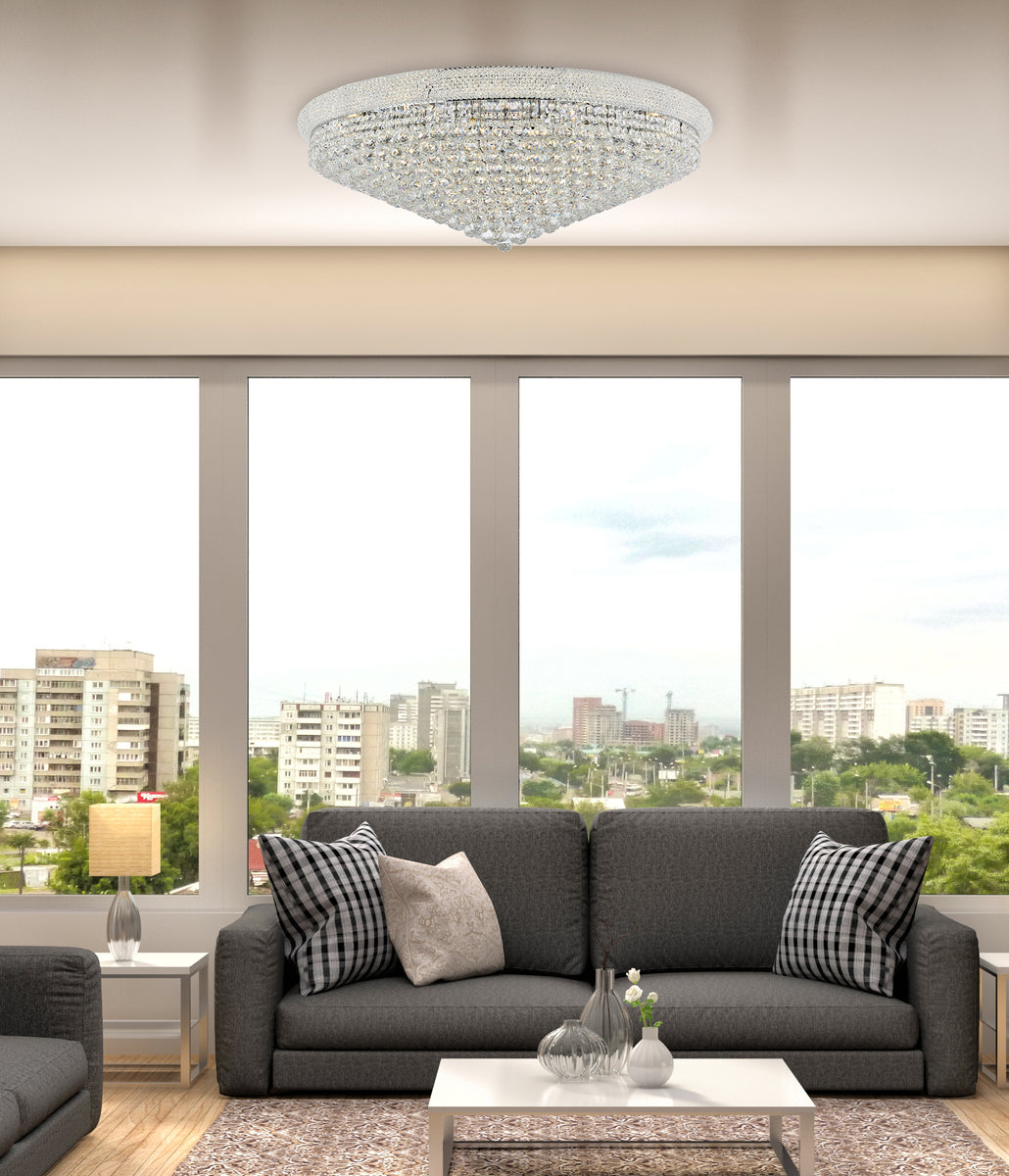 Primo 30 light Chrome Flush Mount Clear Royal Cut Crystal