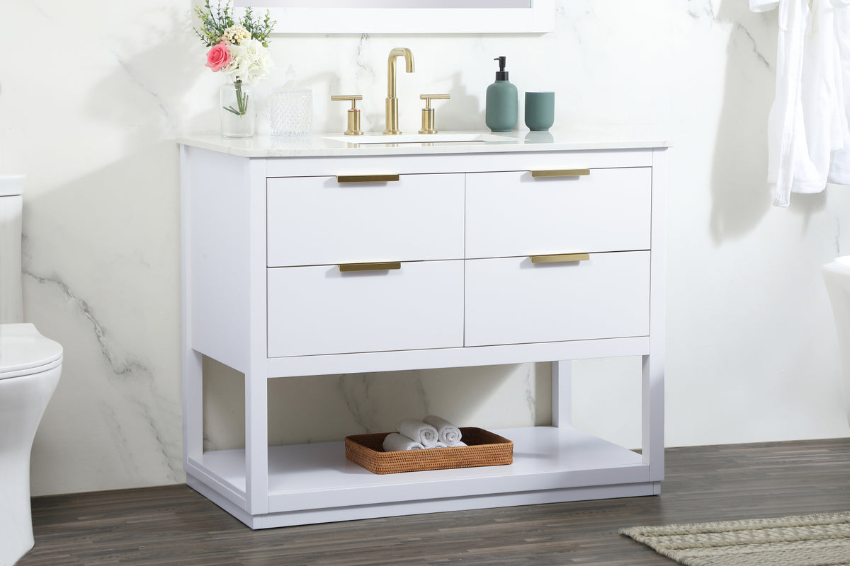 42 inch Single bathroom vanity in white