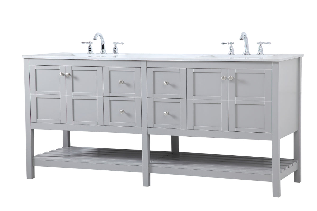 72 inch Double Bathroom Vanity in Gray