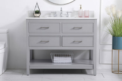 42 inch Single bathroom vanity in gray with backsplash