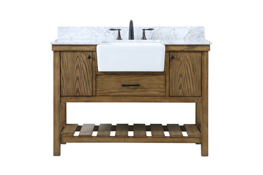48 inch Single bathroom vanity in driftwood with backsplash