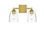 Gianni 2 light Brass and Clear Bath Sconce