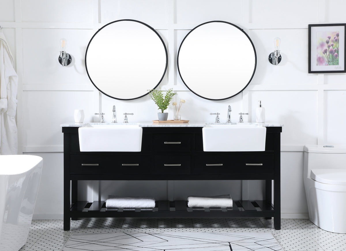 72 inch double bathroom vanity in black