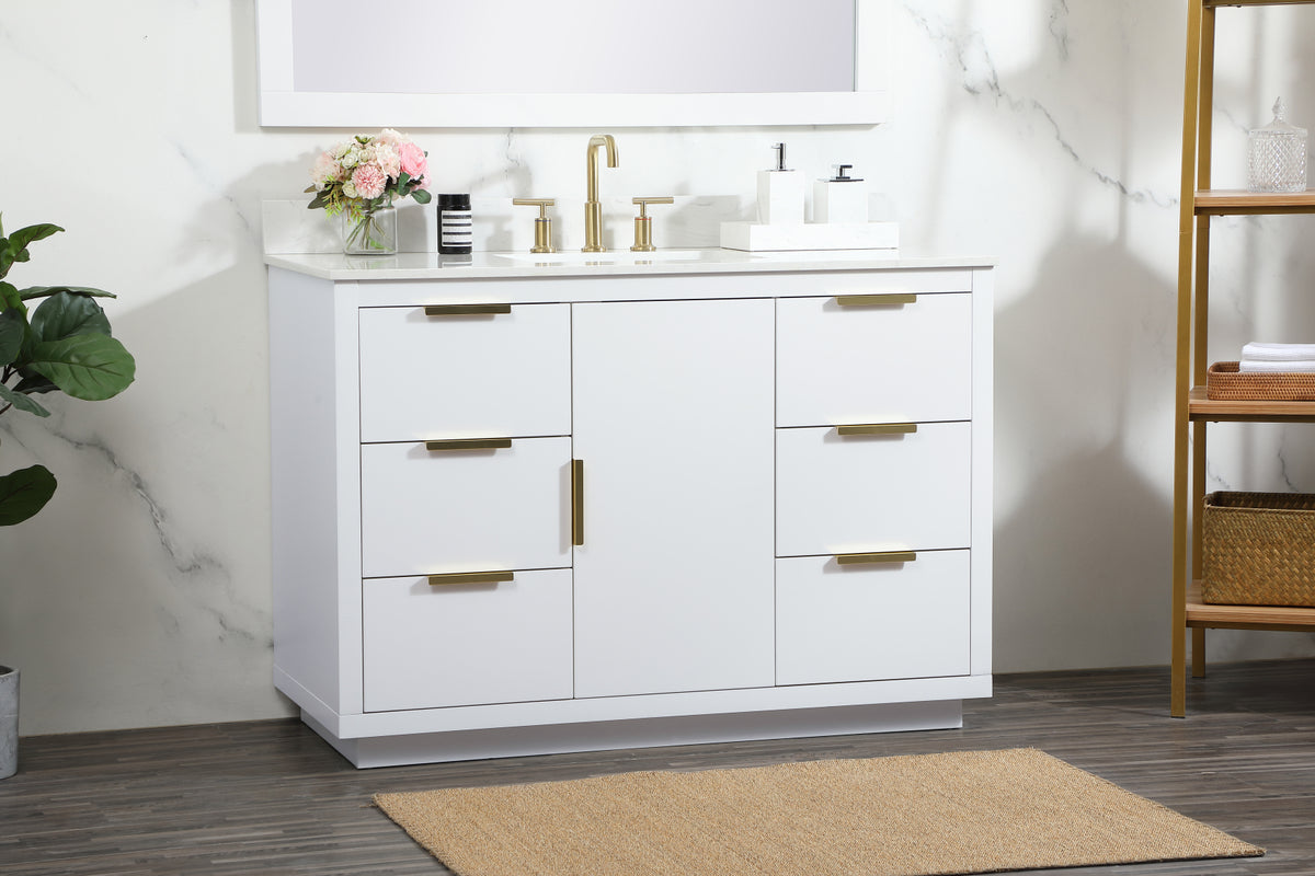48 inch Single bathroom vanity in white with backsplash