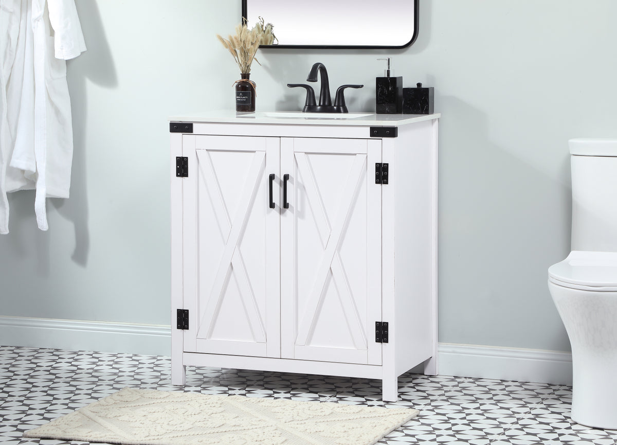30 inch Single bathroom vanity in white