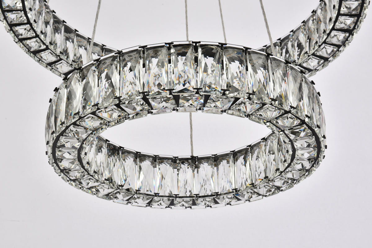 Monroe 24 inch LED double ring pendant in black