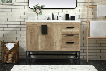 42 inch Single bathroom vanity in natural oak with backsplash