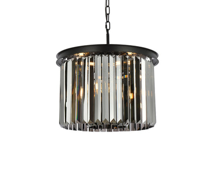 Sydney 6 light Matte Black Pendant Silver Shade (Grey) Royal Cut Crystal